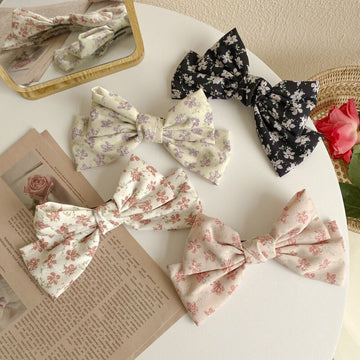 Big Bow Hair Clip Double Layer Butterfly Hairpin Chiffon Floral Knotted Side Clip Top Clip Sweet Vintage Hair Accessories daiiibabyyy